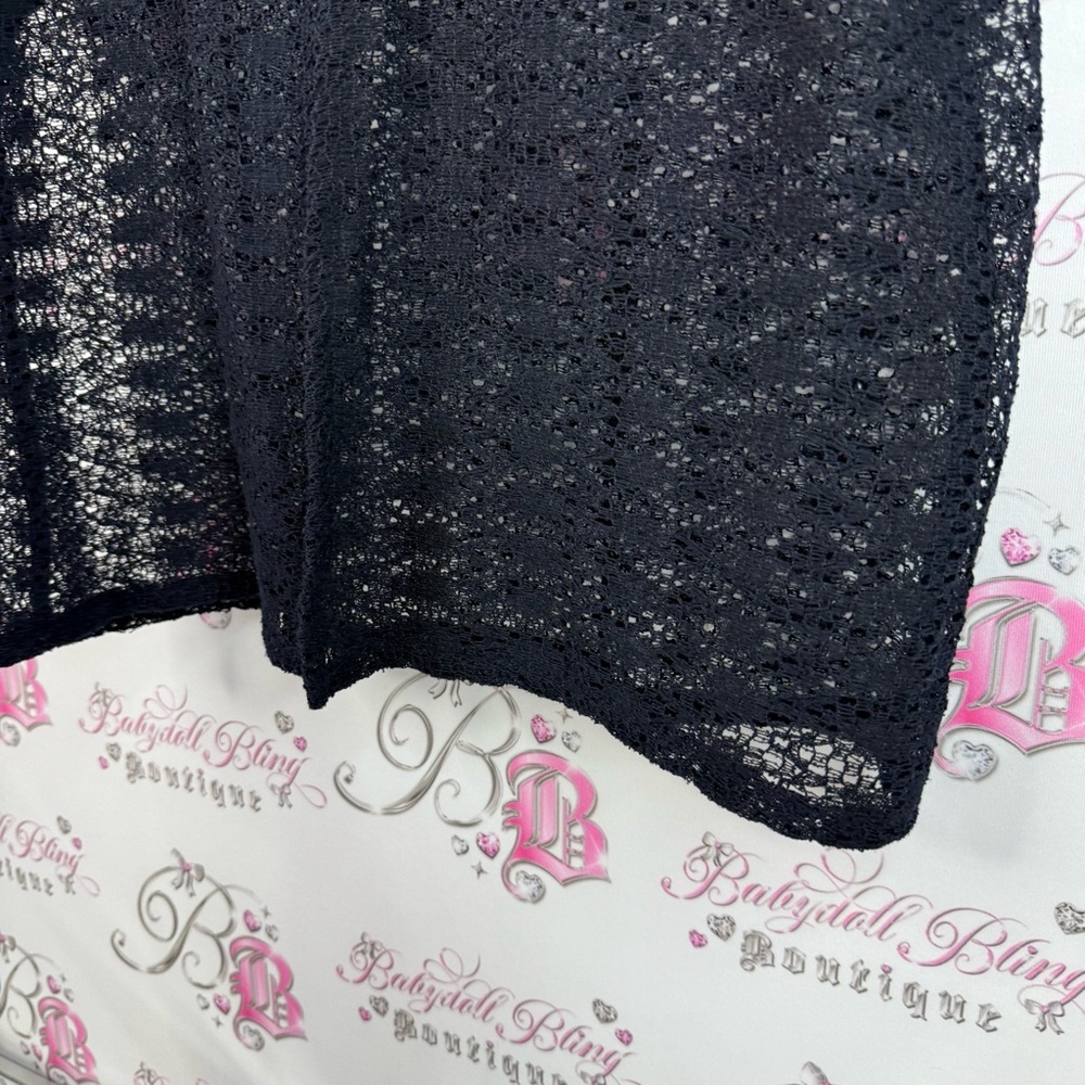 Tradition cardigan button up T-shirt, Bolero shrug Chic Black Lace Women Blouse - Picture 3 of 8